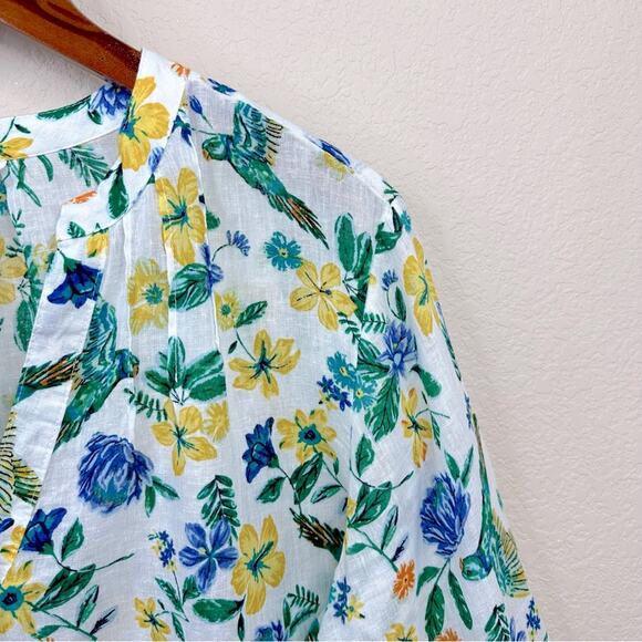 OLD NAVY Women’s Size XL Printed Linen-Blend Blouse Floral Multi - Picture 6 of 14